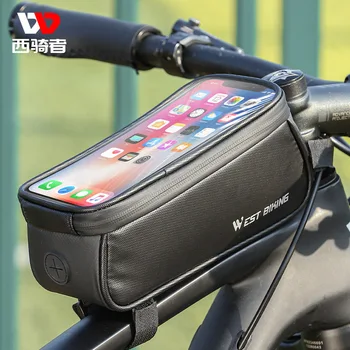 WEST BIKEKING dviračių krepšys, kalnų dviračių važiavimo viršutinis vamzdžio krepšys, jutiklinio ekrano mobiliojo telefono krepšys, plento dviračio priekinių šviesų krepšys
