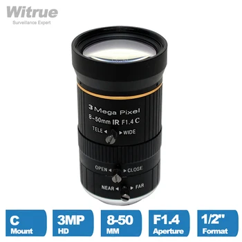 Witrue HD 3.0 megapikselių vaizdo stebėjimo objektyvas 8-50mm C laikiklis F1.4 1/2