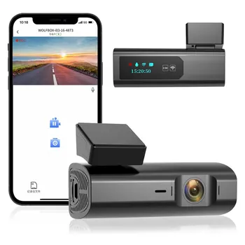 WOLFBOX 2.5K Dash Cam WiFi Car DVR i03 Automobilinė kamera Priekinė 24H parkavimo stebėjimo prietaisų skydelis su kilpos įrašymo naktinio matymo įrašymo įrenginiu