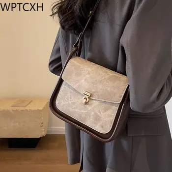 WPTCXH Moteriškos vieno peties krepšys Moterų rankinė 2024 m Naujos mados odinės kryžminės pažastų rankinės Kvadratinė didelės talpos krepšys