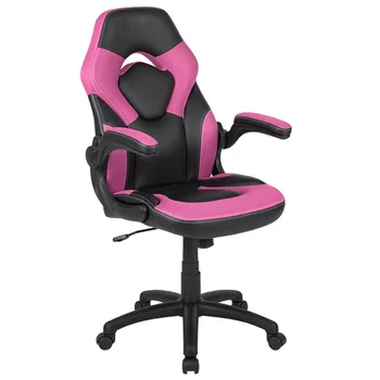 X10 Žaidimų kėdė Lenktynių biuras Ergonomiškas kompiuteris Pc Reguliuojama pasukama kėdė su atverčiamomis rankomis, rožinė/juoda