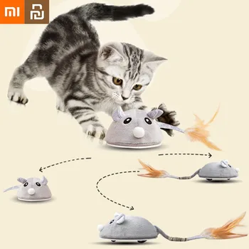Xiaomi Youpin Smart Cat Žaislas Interaktyvus bėgantis pelė Katė Teaser Plunksna Elektrinės atsitiktinai judančios pelės Kačiukas Girgžda Pliušiniai žaislai