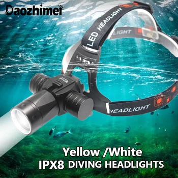 XM-L2 Nardymo priekinis žibintas IPX8 Vandeniui atsparus LED žibintuvėlis 18650 Žvejybos galvutės lempa Užpildykite šviesą Scuba priekinio žibinto lemputė