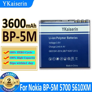 YKaiserin BP-5M Telefono baterija Nokia 6220 Classic 6500 Slide 8600 Luna 6110 Navigator 5610 5700 6500S 7390 3600mAh Batteria