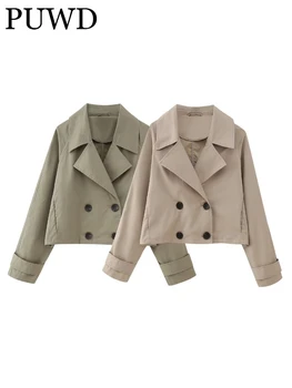 ZACK RAIN Solid Jacket For Women 2023 Fall Vintage Trench Coat Style Lapel Ilgomis rankovėmis Striukės Moteriški drabužiai Chic
