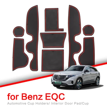 ZUNDUO for Benz EQC Anti-Slip Gate Slot Cup Mat Door Groove Pad Non-Slip Mats Interior Accessories Rubber Coaster RED WHITE