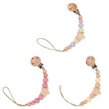 Čiulptuko spaustukas Paci laikiklis Baby Boys Girls Teething Beads Soothie Binky Clip Gift