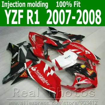 Įpurškimo liejimas Mažiausios kainos YAMAHA mugių rinkinys YZFR1 2007 2008 raudona juoda Santander 07 08 YZF R1 NB80