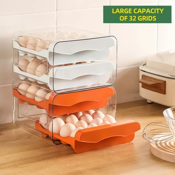 šaldytuvo kiaušinių laikymo organizatorius, sudedamas kiaušinių laikiklis, skaidrus plastikinis kiaušinių krepšelis, virtuvės dozatorius, 2 sluoksnių kiaušinių laikymo dėžutė