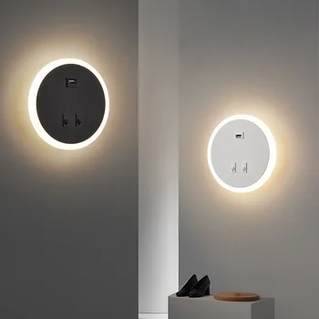 šiaurietiškas sieninis šviestuvas modernus LED sieninis šviestuvas su jungikliu USB aplinkos šviesa Vidaus apšvietimas Kambario dekoras Miegamojo svetainė