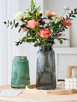 Šiaurės stiklo vazos stalo dekoras Stiklinės vazos gėlių kompozicijoms Skaidri gėlių vaza Svetainės dekoras Vaza Namų dekoravimas