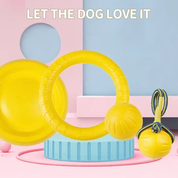 Šunų kramtomasis kamuolys Augintinis Skraidantis diskas Šuns įkandimui atsparus kamuolys Plūduriuojantis vandens kamuolys lauko žaidimams Šuniuko dresūros žiedas Traukiklis Šunų žaislai