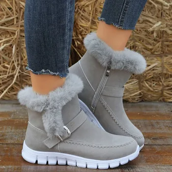 Žieminiai pliušiniai aulinukai moterims Stori šilti kailiniai sniego batai Neslidūs lengvi moteriška žieminė avalynė Medvilniniai batai