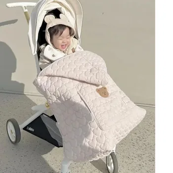 Žieminis vežimėlis pliušinė antklodė lauko apsaugai nuo vėjo šiluma Korėjietiška versija vaikams aksesuarai sutirštinta patogi antklodė