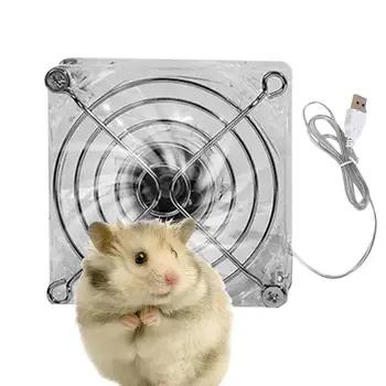 Žiurkėnų narvelio aušinimo ventiliatorius Akrilas 7 ašmenų turboventiliatorius jūrų kiaulytės narve aušinimo ventiliatorius Vasaros naminių gyvūnėlių dėžės ventiliatorius tylus ir reguliuojamas
